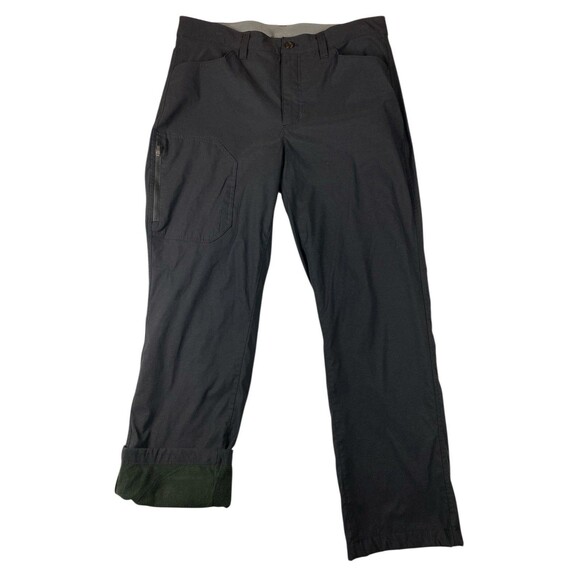 Eddie Bauer Men 36x30 Fleece Lined Tech Pants Black Nylon Stretch Hiking Outdoor - Picture 1 of 10
